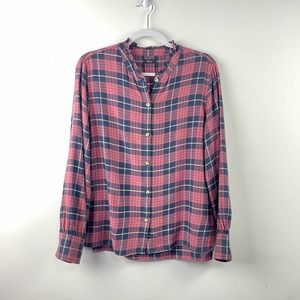 Rails Pink Navy Plaid Flannel Button Front Shirt Women’s Size Small